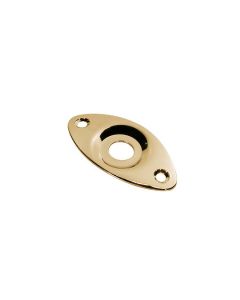 Jack plate, football shape, recessed hole, gold, slanted metal