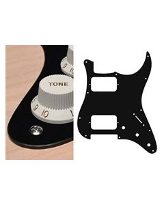 Pickguard Strat, 1 ply, black mat, HH, 3 pot holes, 3-5 switch