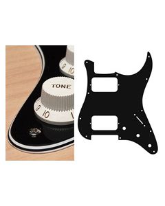 Pickguard Strat, 4 ply, black, HH, 3 pot holes, 3-5 switch