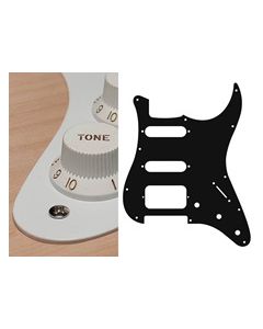Pickguard Strat, 1 ply, white, SSH, 3 pot holes, 3-5 switch