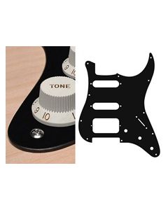 Pickguard Strat, 1 ply, black mat, SSH, 3 pot holes, 3-5 switch