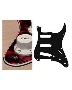 Pickguard Strat, 3 ply, tiger red, standard, SSS, 3 pot holes, 3-5 switch