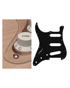 Pickguard Strat, 1 ply, transparent, standard, SSS, 3 pot holes, 3-5 switch, lefthanded