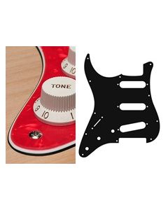 Pickguard Strat, 3 ply, pearl red, standard, SSS, 3 pot holes, 3-5 switch, lefthanded