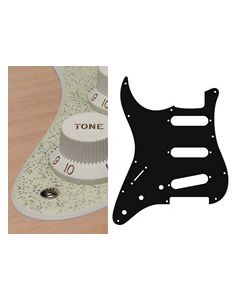 Pickguard Strat, 2 ply, sparkling champagne, standard, SSS, 3 pot holes, 3-5 switch, lefthanded