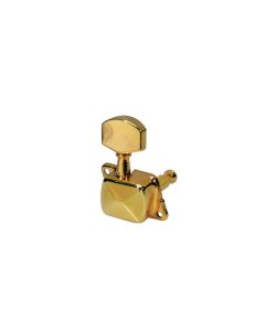 Stemmechanieken voor gitaar, metalen as, 6x links, goud, metalen knoppen, met kap