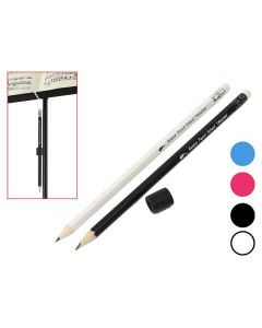 Artino set of pencils with eraser, black and white, 2B, includes one removable pink magnet