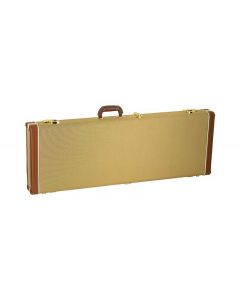 Boston California Series electric guitar case vintage tweed + brown leatheroid, gold hardware, crushed green velvet interior