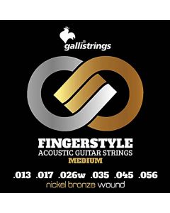 Galli Fingerstyle string set acoustic, nickel & bronze winding, medium 013-017-026w-035-045-056