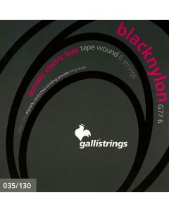 Galli Black Nylon string set acoustic 6-string bass tape wound, 035-130