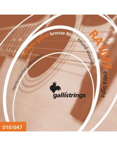 Galli string set acoustic 80/20 bronze wound, extra light, 010-014-023-030-039-047