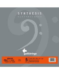 Galli Synthesis 5-string set electric bass, synthetic and chrome flatwound, medium, 048-067-085-107-132