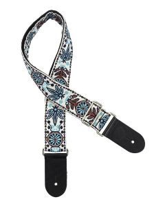 Gaucho Traditional Series guitar strap, 2  jacquard weave, leather slips, multi colors