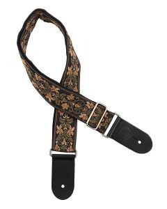 Gaucho Traditional Series guitar strap, 2  jacquard weave, leather slips, multi colors