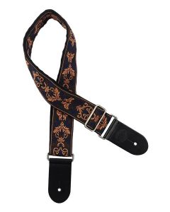 Gaucho Traditional Series guitar strap, 2  jacquard weave, leather slips, multi colors
