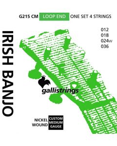Galli string set Irish tuning tenor banjo nickel wound, loop end, custom medium gauge, 012-018-024w-036