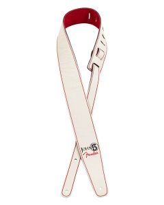 Fender John 5 leather strap, white and red