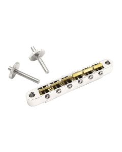 Hosco Japan by Gotoh vintage style T-O-M bridge, 12" radius, brass unnotched saddles, aged nickel