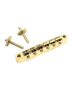 Hosco Japan by Gotoh vintage style T-O-M bridge, 12" radius, brass unnotched saddles, gold