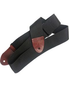 Nylon Guitar Strap black/Lederende 