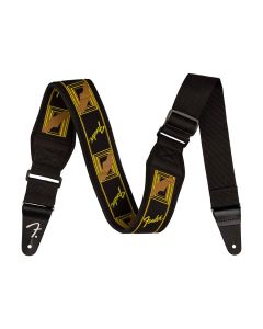 Fender Swell neoprene guitar strap, black/yellow/brown mono, 2.5"