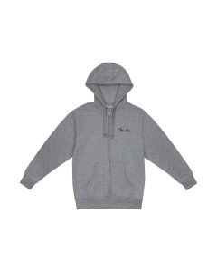 Fender Clothing small spaghetti logo zip front hoodie, athletic gray, L