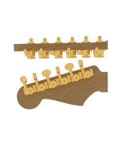 Hipshot	guitar tuner upgrade kit, 6 inline Grip-Lock, closed gold staggered
