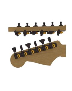 Hipshot	guitar tuner upgrade kit, 6 in line classic, open black
