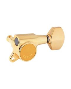 Gotoh machine heads for guitar, 6x left, ratio 1:16, mini 07-style button, gold