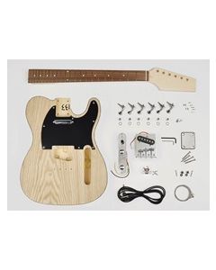 Guitar assembly kit, Tele model, basswood body with swamp ash veneer, 22 frets