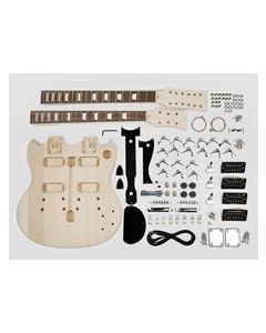 Guitar assembly kit, double neck model, basswood body, 22 frets, bolt-on neck