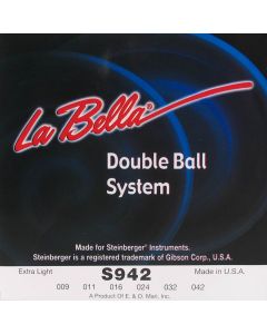 LaBella Double Ball End System snarenset elektrisch, voor Steinberger, double ball end, extra light, 009-011-016-024-032-042