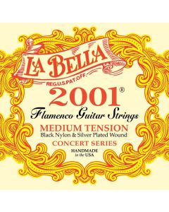 LaBella 2001 Series snarenset klassiek, professional flamenco, medium tension, black nylon trebles, silverplated basses