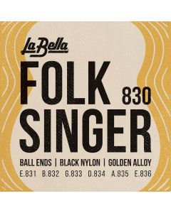 LaBella Folk Singer snarenset klassiek, folk singer ball ends, black nylon trebles, silverplated basses