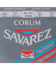 Savarez Alliance Corum snarenset klassiek, KF composite fiber, silverwound Corum basses, hybrid tension
