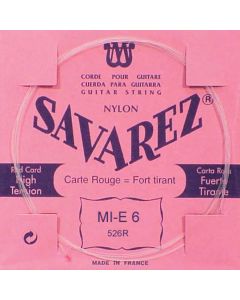 Savarez E-6-snaar, silverplated nylon (rouge), sluit aan bij 520-R set, hard tension