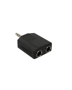 Verloop plug, 2 x 6,3 jack female stereo, 3,5mm jack male stereo