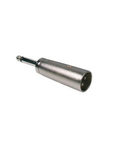 Verloop plug, XLR male metaal, 6,3mm jack male mono