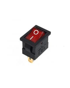 Mini Rocker switch, 2 postion, SPST, ON-OFF, lighted red