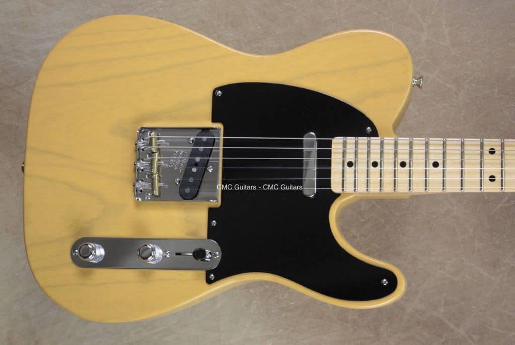 Butterscotch Nitrocellulose finish op een Ash Body